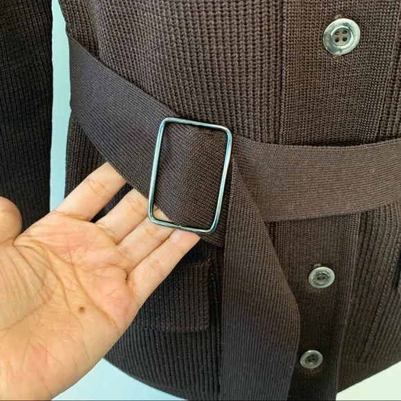 Vintage 70s? Jaeger Brown Wool Button Up Sweater Jacket Point Collar Size 38 - Picture 2 of 12